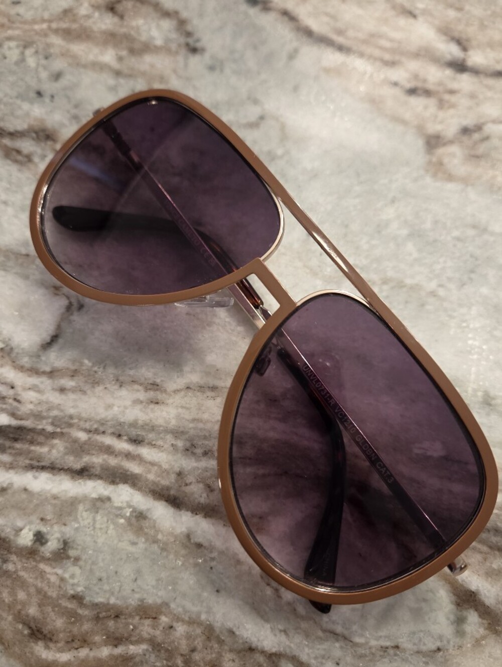Vince Camuto VC1210 Brown Frame Gold-Tone Aviator Sunglasses